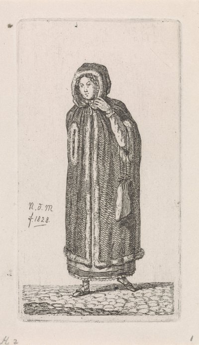 Nő köpenyt 12 tanulmányfigura (sorozat címe) alkotó: Anthonie Willem Hendrik Nolthenius de Man