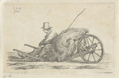 Ember ül egy talicskánál szénával alkotó: Anthonie Willem Hendrik Nolthenius de Man