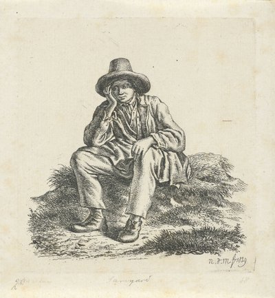 Ülő ember, megtámasztja a fejét alkotó: Anthonie Willem Hendrik Nolthenius de Man