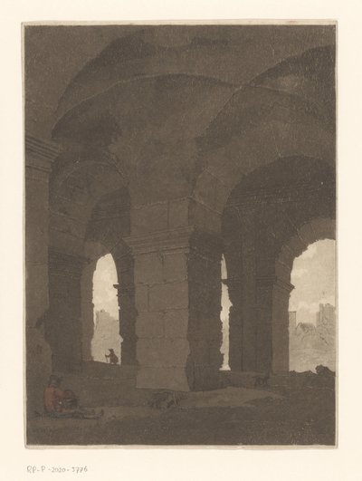 A Colosseum boltívei alatt alkotó: Anthonie van den Bos