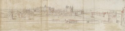 Hampton Court Palace északról (toll és barna tinta és akvarell halvány jelzéseken fekete krétával) alkotó: Anthonis van den Wyngaerde