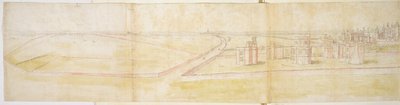 Hampton Court palota északról, 1544 körül (toll, tinta és WC papíron) alkotó: Anthonis van den Wyngaerde