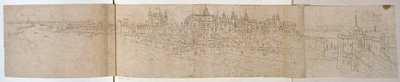 Hampton Court Palace from the River, 1544 körül (toll és tinta papíron) alkotó: Anthonis van den Wyngaerde