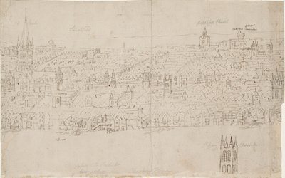 London panorámája Southwarkból nézve: Szent Pál katedrális, 1554 alkotó: Anthonis van den Wyngaerde