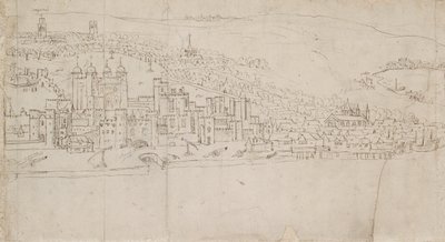 London panorámája Southwarkból: The Tower, 1554 alkotó: Anthonis van den Wyngaerde
