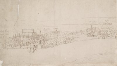 London panorámája Southwarkból nézve: Westminster, 1554 alkotó: Anthonis van den Wyngaerde