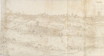 Panorámás kilátás Segoviára keletről, 1560-1570 alkotó: Anthonis van den Wyngaerde