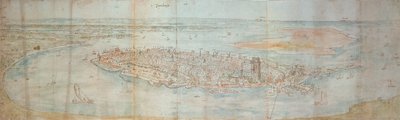 Panoramic view of Dordrecht, seen from an elevated point to the west alkotó: Anthonis van den Wyngaerde
