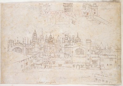 Tanulmányok a zabhegyi palotáról és a Hampton Courtról, 1544 körül (toll és tinta, papír) alkotó: Anthonis van den Wyngaerde