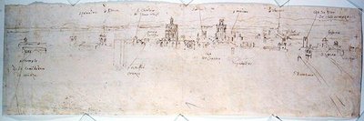 Valencia tanulmánya (toll és tinta papíron) alkotó: Anthonis van den Wyngaerde