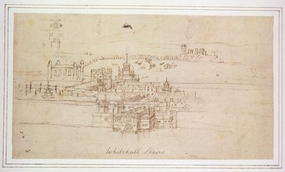 Whitehall lépcsők, 1544 körül (toll és tinta papíron) alkotó: Anthonis van den Wyngaerde