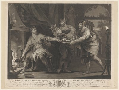 Manius Curius Dentatus weigert de geschenken van de Samnieten Marcus Curius Dentatus elutasítja a samniták kenőpénzét (cím a tárgyon) alkotó: Anthony Walker