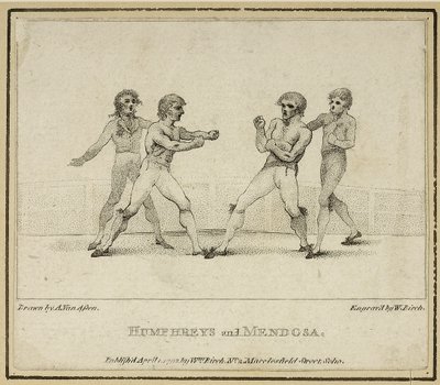 Humphreys és Mendoza, William Birch metszete, 1792-ben megjelent (litho) alkotó: Anthony van (after) Assen