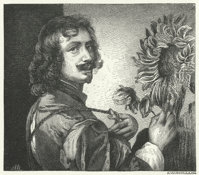 Anthony Van Dyck flamand barokk művész önarcképe (metszet) alkotó: Anthony van (after) Dyck