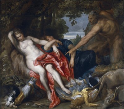 Dianát és nimfáját meglepte a szatír alkotó: Anthony van Dyck