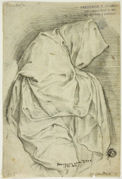 Drapériás, csuklyás alakkal (recto); Két vázlat hattyúkról a vízben (verso) alkotó: Anthony van Dyck