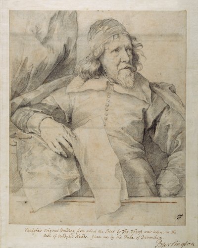 Inigo Jones (fekete kréta papíron) alkotó: Anthony van Dyck