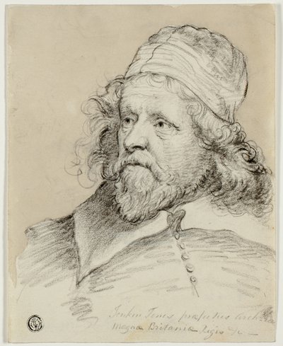 Inigo Jones (rekto); Vázlat a női fejről (fordítva) alkotó: Anthony van Dyck