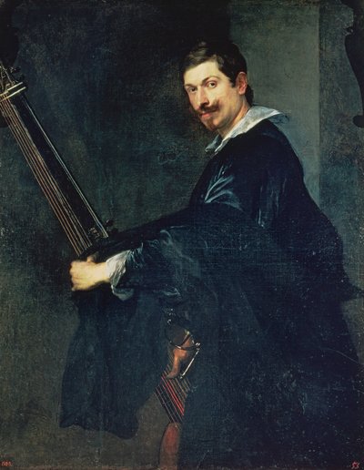 Lantos férfi, Jacob Gaultier zenész portréja, az angol udvar lantművésze alkotó: Anthony van Dyck