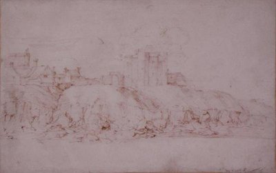 Az Ypres-torony, Rye, délről nézve (toll és tinta papíron) alkotó: Anthony van Dyck