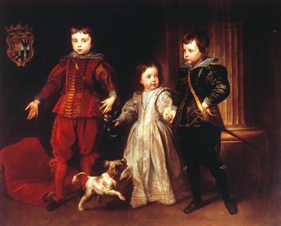 Három gyerek kutyával, Anthony van Dyck (1599-1641) alkotó: Anthony van Dyck