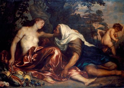 Vertumne és Pomone (Jupiter és Ceres): Vertumne, aki szerelmes Pomone nimfába, öregasszonynak álcázza magát, hogy közeledjen hozzá. Antonie Van Dyck (1599-1641) festménye 1623-1625 V. 141x197 cm Genes, Galleria di Palazzo Bianco alkotó: Anthony van Dyck