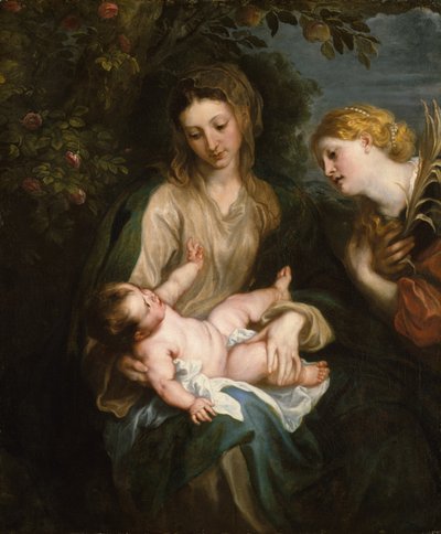 Szűz és gyermek Alexandriai Szent Katalinnal, kb. 1630. alkotó: Anthony van Dyck