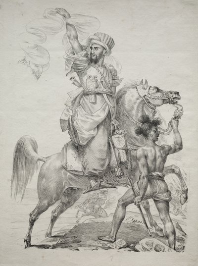 Segítséget jelző mameluk vezér lóháton alkotó: Antoine-Jean Gros