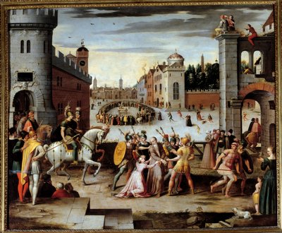 Thomas More (1478-1535) angol filozófus és kancellár letartóztatása és megkínzása. VIII. Henrik király esküt követelt a papoktól és Thomas More-tól, majd más laikusoktól a király szellemi felsőbbrendűségét elismerő esküt. More nem hajlandó megtenni, és beb alkotó: Antoine (follower of) Caron