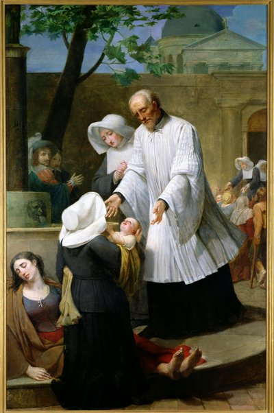 St. Vince de Paul segíti a pestisben szenvedőket alkotó: Antoine Ansiaux
