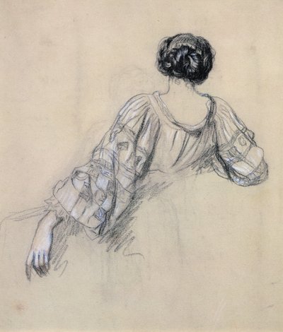 Egy fiatal nő háta (a „La Malaria” című tanulmány) (kréta papíron) alkotó: Antoine Auguste Ernest Herbert or Hebert