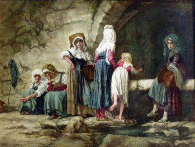 Parasztok a szökőkútnál alkotó: Antoine Auguste Ernest Herbert or Hebert