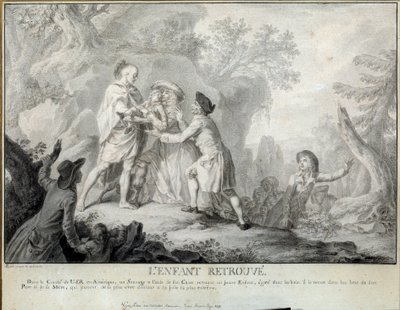 A gyermek megtalálja Saint John de Crevecoeur „Egy amerikai farmer levelei” című illusztrációját. Antoine Borel (1743-1810) litográfiája 1783 kb. Blerancourt. Musee Franco amerikai alkotó: Antoine Borel