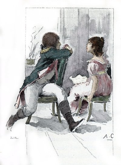 Napóleon Bonaparte (1769-1821) portréja menyasszonyával, Desiree Clary-vel (1777-1860) c. 1795. április (Desiree Clary portréja Bonaparte Napóleonnal való eljegyzése idején, 1795. április) Antoine Calbet rajza a „Napoleon et les femmes”-ből merít. alkotó: Antoine Calbet