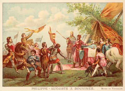 Philip Augustus francia Bouvines-ban, 1214 (chromolitho) alkotó: Antoine Charles Horace Vernet