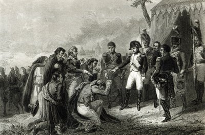 A legyőzött spanyol leborult Napóleon előtt, mielőtt Madridba lépett volna, 1808 decemberében alkotó: Antoine Charles Horace Vernet