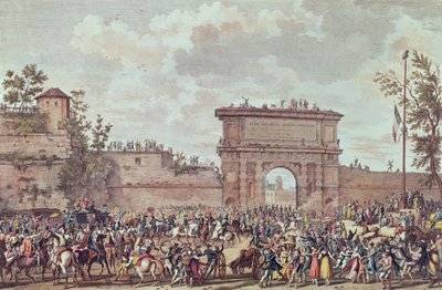 A franciák bevonulása Milánóba, 25 Floreal An IV (1796. május 14.) (aquatinta) alkotó: Antoine Charles Horace Vernet
