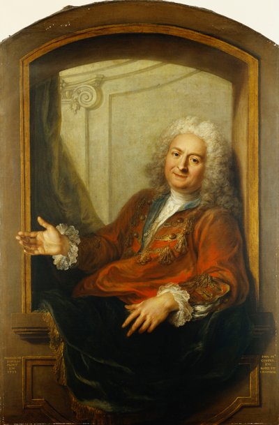 Monsieur Dupille portréja, testközépen, köntösben ül az ablak szélén, 1733 alkotó: Antoine Coypel