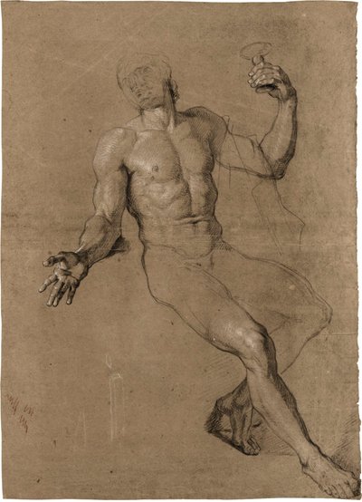 Tanulmány egy ülő férfiaktról, Bacchus számára alkotó: Antoine Coypel
