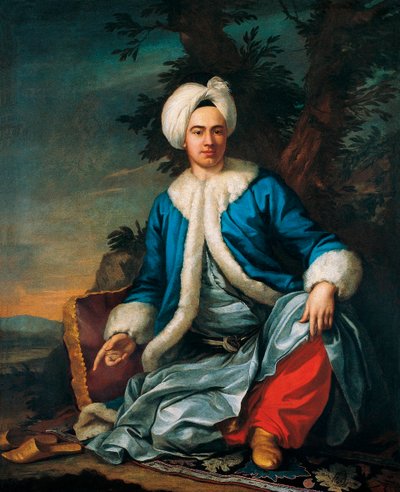 Európai portréja török ​​viseletben - Antoine de Favray (1706-1791) festménye, olaj, vászon (146x119 cm), 18. század második fele, francia művészet - Pera Múzeum, Isztambul (Törökország) alkotó: Antoine Favray