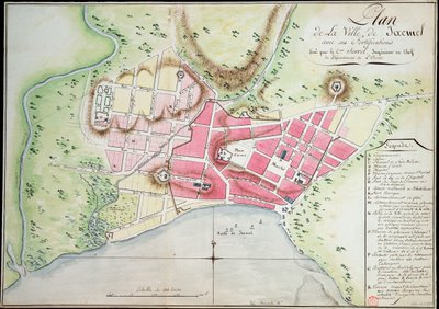Jacmel városának terve az erődítményekkel alkotó: Antoine François Sorrel des Rivieres