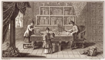 Kínai kalligráfia bolt, a kínai holland nagykövetség beszámolójából, A. Maisonneuve metszete, 1670-es évek alkotó: Antoine Humblot