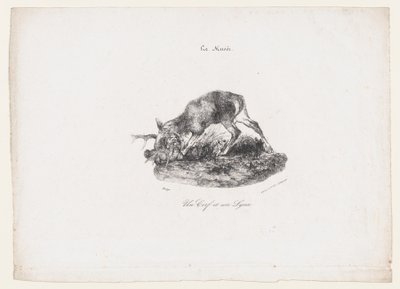 Egy szarvas és egy hiúz, 1834. alkotó: Antoine Louis Barye
