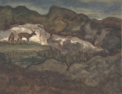 Izards in the Glaciers Pirenean Chamois, 1810-75. alkotó: Antoine Louis Barye