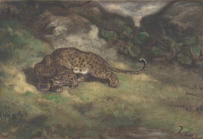Leopárd és kígyó, 1810–1875 (wc papíron) alkotó: Antoine Louis Barye