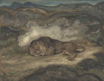 Oroszlán alszik, 1810-75. alkotó: Antoine Louis Barye