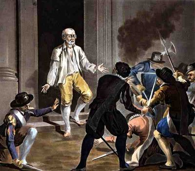 Gaspard de Coligny halála, vésette Jean Baptiste Morret (fl.1790-1820) 1788 (színes metszet) alkotó: Antoine Louis Francois (after) Sergent-Marceau