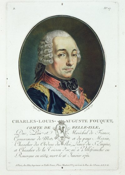 Charles-Louis-Auguste Fouquet (1684-1761) a „Franciaországi nagy férfiak, jeles nők és emlékezetes alanyok portréi” című művéből, 1787-92. alkotó: Antoine Louis Francois Sergent-Marceau
