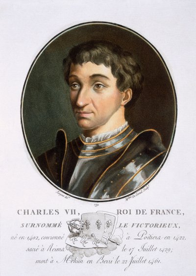 VII. Károly, Nagy férfiak, jeles nők és emlékezetes francia alanyok portréiból, vésve és színesben nyomtatva, Pierre Blin, 1786-92, Párizs (színes metszet) alkotó: Antoine Louis Francois Sergent-Marceau