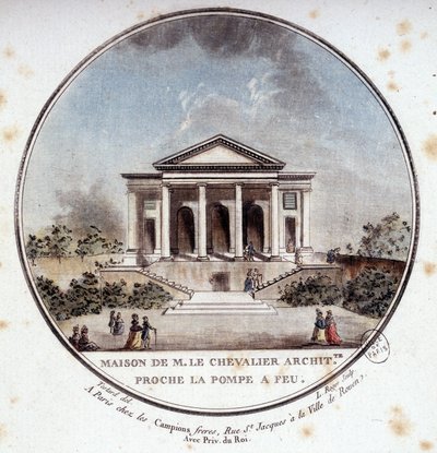 Monsieur le Chevalier háza, építész, Párizs. Őrmestertől Párizs főépületeire nyíló történelmi kilátásban alkotó: Antoine Louis Francois Sergent-Marceau